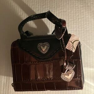 Brighton Dark Brown Mini Bag with Heart Accents
